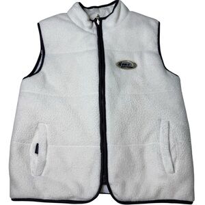 Derek Heart White Fleece Vest with Black Trim